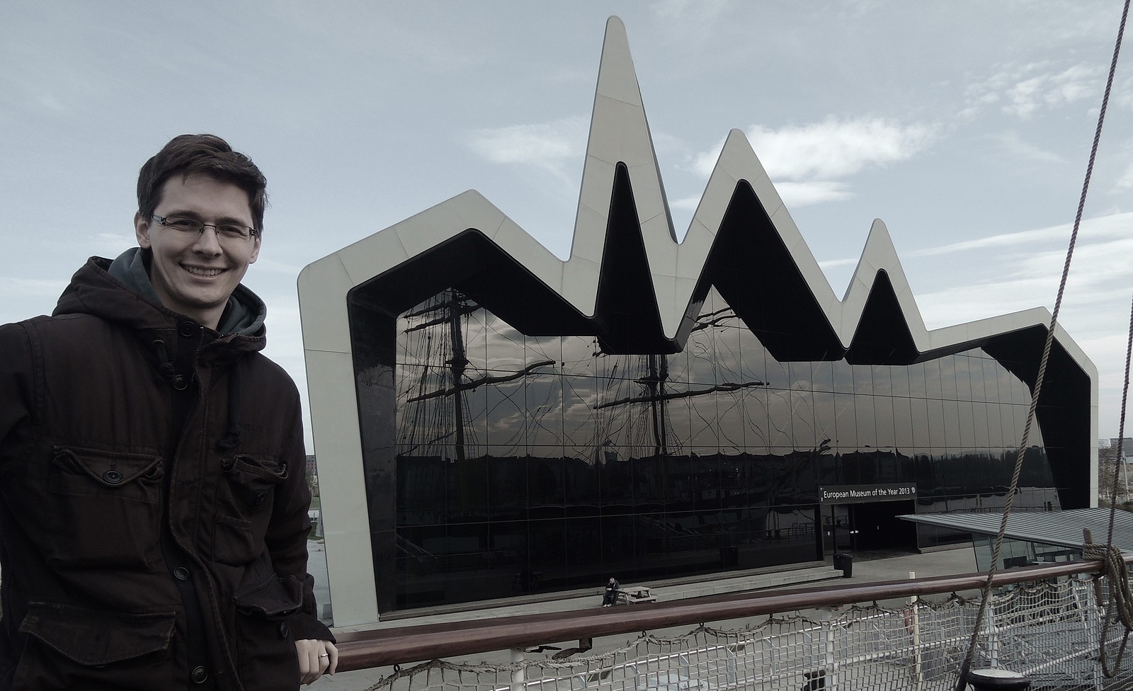 Milan Domkář - u muzea dopravy Riverside Museum od Zaha Hadid